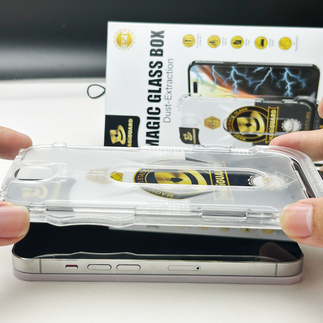 Película protectora con funda para iPhone/Samsung